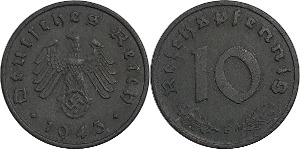 독일 1943년(F) 10 Reichspfennig