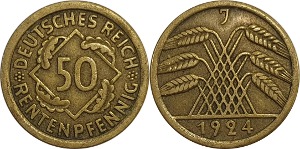 독일 1924년(J) 50 Rentenpfennig