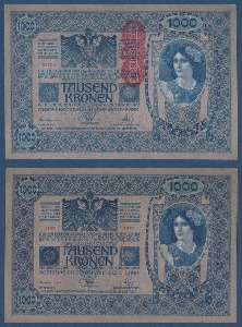 오스트리아 1902년 1000 크로네 대형지폐 - 극미(+)