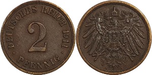 독일 1911년(A) 2 Pfennig