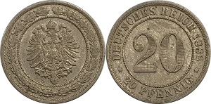 독일 1888년(D) 20 Pfennig