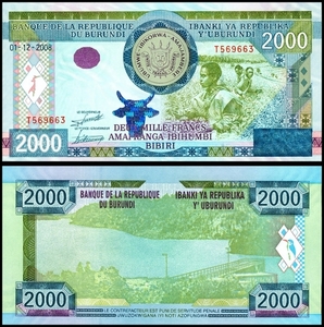 부룬디 2008년 2,000 프랑 - 미사용