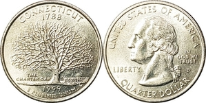 미국 주성립50주년 기념 쿼터달러 - 코네티컷(1999년, D)