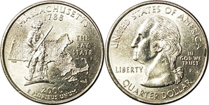 미국 주성립50주년 기념 쿼터달러 - 메사추세츠(2000년, P)
