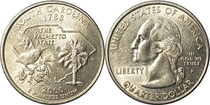 미국 주성립50주년 기념 쿼터달러 - 남캐롤라이나(2000년, P)
