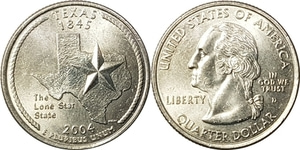 미국 주성립50주년 기념 쿼터달러 - 텍사스(2004년, D)