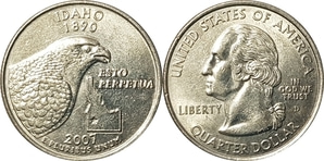 미국 주성립50주년 기념 쿼터달러 - 아이다호(2007년, D)