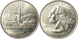 미국 주성립50주년 기념 쿼터달러 - 유타(2007년, D)