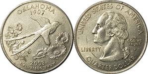 미국 주성립50주년 기념 쿼터달러 - 오클라호마(2008년, P)