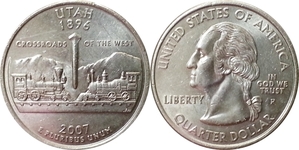 미국 주성립50주년 기념 쿼터달러 - 유타(2007년, P)