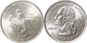 미국 주성립50주년 기념 쿼터달러 - 와이오밍(2007년, P)