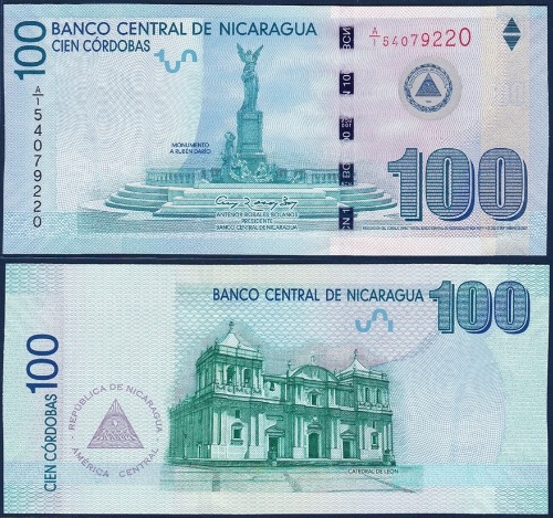 니카라과 2012년 100코르도바(코르도바 통용100주년 기념) - 미사용