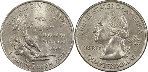 미국 주성립50주년 기념 쿼터달러 - 버진 아일랜드(2009년, D)