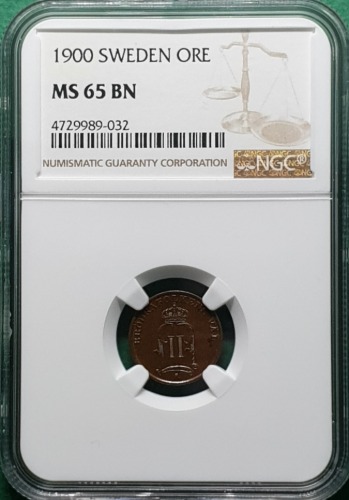 스웨덴 1900년  1 ORE 동폐 - NGC MS65 BN