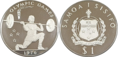 사모아 1976년 1달러(몬트리올 올림픽 기념) 프루프 은화 - 미사용