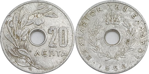 그리스 1959년 20 LEPTA