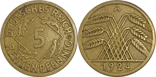 독일 1924년(A) 5 RENTENPFENNIG