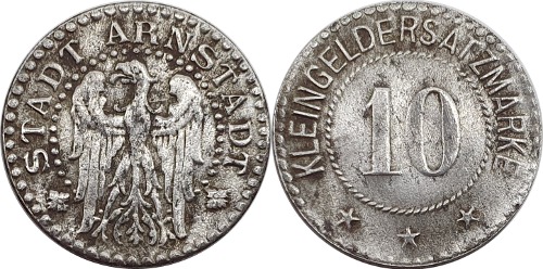 독일(Arnstadt) 1914년~1924년 10 Pfennig 놋겔드