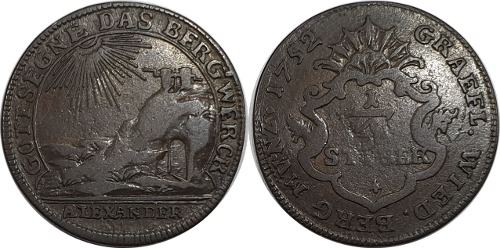독일(WIED - NEUWIED) 1752년 1/4 STUBER