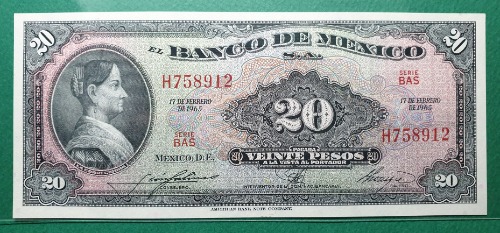 멕시코 1965년 20 PESOS BAS SERIE - 미사용