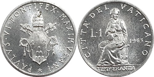 바티칸시티 1965년 1 리라 - 미사용