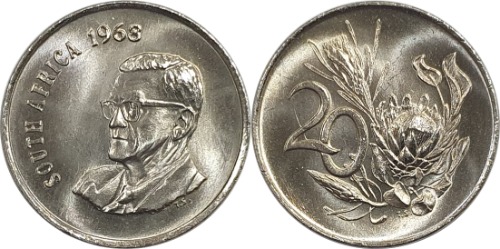 남아프리카공화국 1968년 20 센트 - 미사용