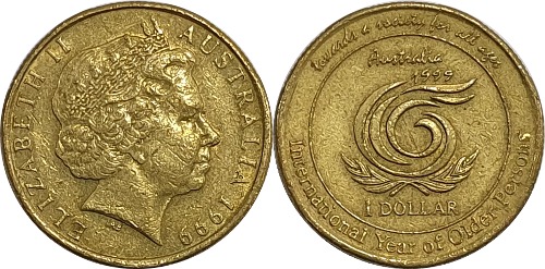 호주 1999년 1 달러(세계 노인의 해 기념)
