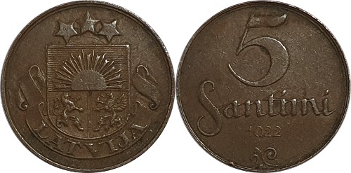 라트비아 1922년 5 Santimi