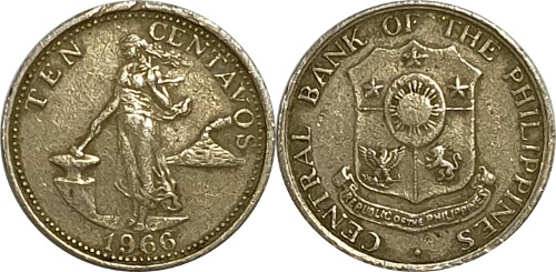 필리핀 1966년 10 Centavos