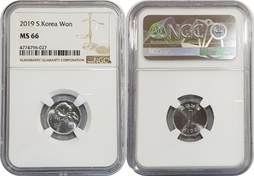 한국은행 2019년 1원 - NGC MS 66등급