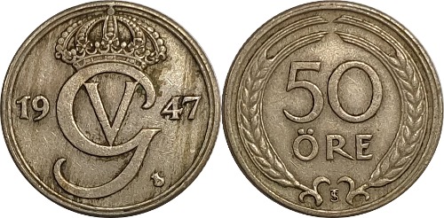 스웨덴 1947년 50 Ore