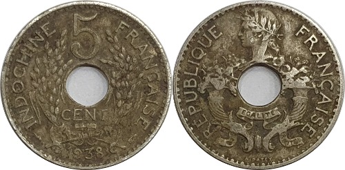 인도차이나 1938년 5 센트