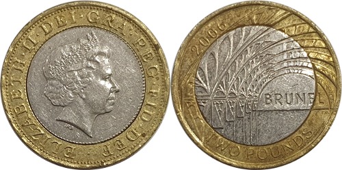 영국 2006년 2 파운드(Isambard K의 탄생 200주년 기념)