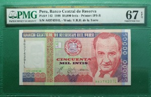 페루 1988년 50,000 인티 - PMG 67EPQ