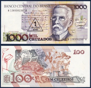 브라질 1989년 1,000 크루제이로(1크루자두 첨쇄) - 미사용