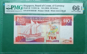 싱가포르 1988년 10달러 BOARD OF COMM. OF CURRENCY - PMG66등급 (#4)