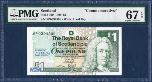 스코틀랜드 1999년 1파운드(의회개원 기념권) - PMG67등급