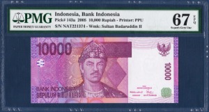 인도네시아 2005년 10,000루피아 - PMG67등급