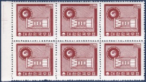 블럭 - 1964년 제1차 국산백지 보통우표 6매(229, 장구와 북 10원)