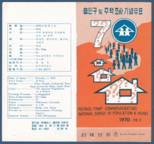 우표발행안내카드 - 1970년 총인구 및 주택조사(접힘 없음)