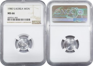 한국은행 1980년 1원 - NGC MS 66등급