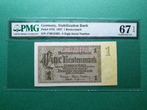 독일 1937년 1렌텐마르크 - PMG 67EPQ