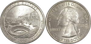 미국 뷰티풀 시리즈 쿼터달러 - 차코 문화(2012년, P)