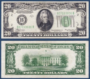미국 1934년(A) 20 달러 - 미품