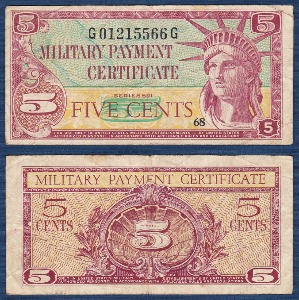 미국 1961년 5 센트 군표(시리즈 591) - 보품(+)