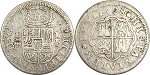 스페인 1728년 1  REAL 은화