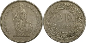 스위스 1988년 2 프랑
