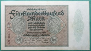 독일 1923년 500,000 MARK  WATERMARK / *마크-  극미~미품