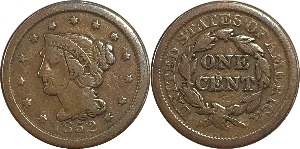 미국 1852년 1 센트(Liberty Head/Braided Hair Cent)