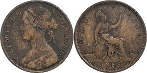 영국 1863년 1 페니